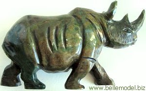 Sculptures - stone - verdite - rhinoceros. South Africa, Pretoria, Villieria